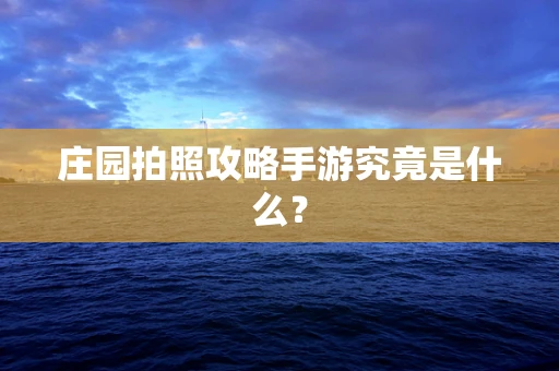 庄园拍照攻略手游究竟是什么？